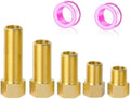 1/2" Brass Pipe Fitting, 1/2" Female to 1/2" Male Pipe Extension Fittings Connector for Tub Spout/Shower, Hex Bushing Converter Adapter, Length 30MM/40MM/50MM/70MM/100MM (5pcs) with Teflon Tape (2pcs)
