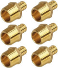 Pex Fittings, 1/2" Male NPT to 1/2" Pex Male Adapter, Heavy-Duty Brass Crimp Fittings for PEX Pipes with Leak-Resistant Construction, NSF & UPC Certified, 6 Pack