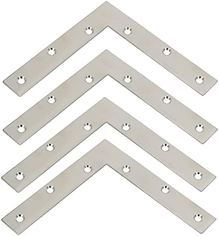 Alise L Flat Brackets for Wood,Corner Bracket Mending Plate,Brushed,4Pcs