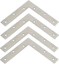 Alise L Flat Brackets for Wood,Corner Bracket Mending Plate,Brushed,4Pcs