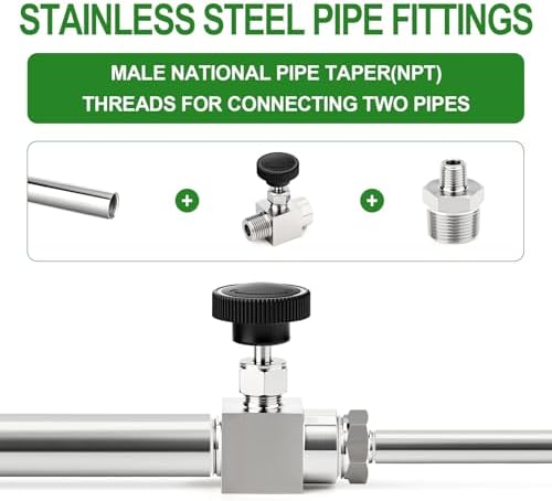 TAISHER 1PCS Forging of 304 Stainless Steel Reducer Hex Nipple, 1" NPT Male x 1/2" NPT Male Pipe Fitting