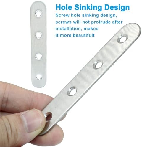 8 Pack 4 Inch Stainless Steel Flat Plate Straight Bracket
