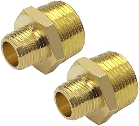 Joywayus 2 Pack Brass 3/4" NPT Male to 3/8" NPT Male Pipe Fitting Adapter