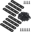 8 Pcs Black Flat Bracket 4 Inch Stainless Steel Straight Braces, Mending Plates Repair Fixing Brackets Heavy Duty Straight Repair Joining Plates with Screws