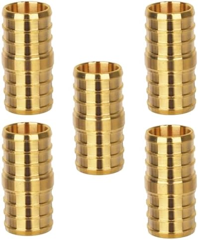 1/2" Pex Coupling, Pex Fittings, Heavy-Duty Brass Crimp Fittings for PEX Pipes with Leak-Resistant Construction, NSF & UPC Certified, 5-Pack
