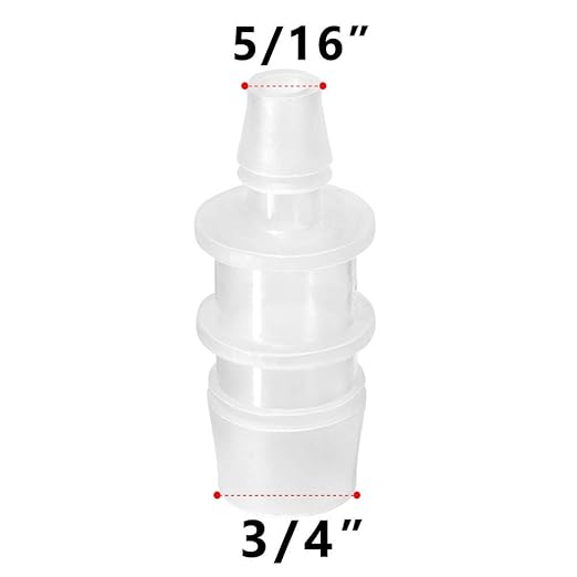 Quickun Plastic Hose Barb Reducer Fitting 3/4" to 5/16" Barbed Reducing Union Adapter Splicer Mender Joint Fitting (Pack of 5)