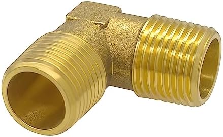 Hooshing 1/2" NPT Male to Male 90 Degree Elbow Brass Pipe Fitting, 2 Pack