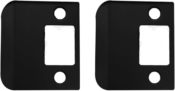 QCAA Solid Brass Extended Lip Strike, 2''X2-1/4", Matte Black, 2 Pack, Made in Taiwan