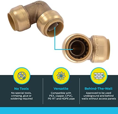 SharkBite 1 Inch 90 Degree Elbow, Push to Connect Brass Plumbing Fitting, PEX Pipe, Copper, CPVC, PE-RT, HDPE, U260LFA