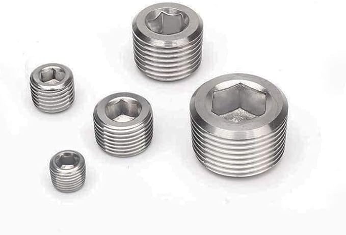 Metalwork 5 Sizes 304 Stainless Steel Pipe Fitting, Hex Countersunk Plug Assortment Kits, 16 Pcs, 1/8"+1/4"+3/8"+1/2"+3/4"