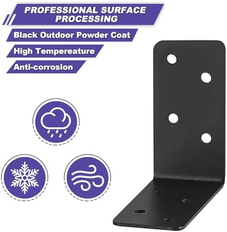20Pcs Corner Braces,3x3x1.5 Black L Brackets,Right Angle Bracket