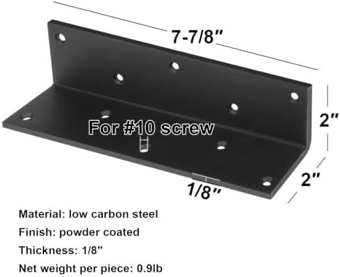 4 PCS 2" x 2" x 7-7/8" L Angle Bracket, Corner Brace for Wood, Countersink