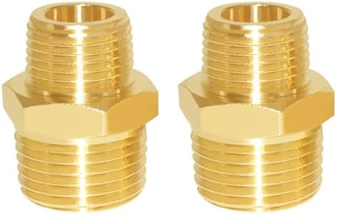Joywayus 2 Pack Brass 1/2" NPT Male to 1/8" NPT Male Pipe Fitting Adapter