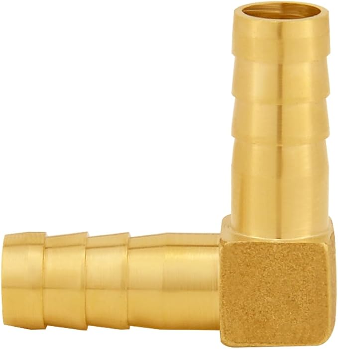 3PCS Solid Brass 3/8"OD Barb Elbow Fittings 2-Way 90 Degree L Right Angle Block Barbed Fitting for Water/Oil/Gas