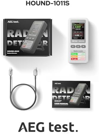 HOUND-1011S Portable Radon Detector, High-Accuracy Sensor for Home, Lightweight, Audible & Visual Alarms, Long-Term Monitoring, Easy-to-Use Radon Tester in pCi/L or Bq/m³ for Basement