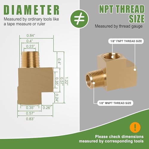 4PCS Brass Pipe Fittings Barstock Street Tee,1/8" x 1/8" x 1/8"