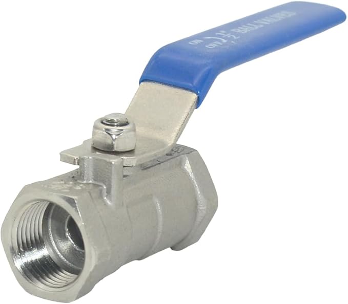 VARMHUS 2PCS 1/2" Stainless Steel 304 Ball Valve 1Pc Type NPT Female Threaded with Heavy Duty Blue Vinyl Insulation Handle,CF8M Ristricted Flow,1000 WOG (2PCS 1/2")
