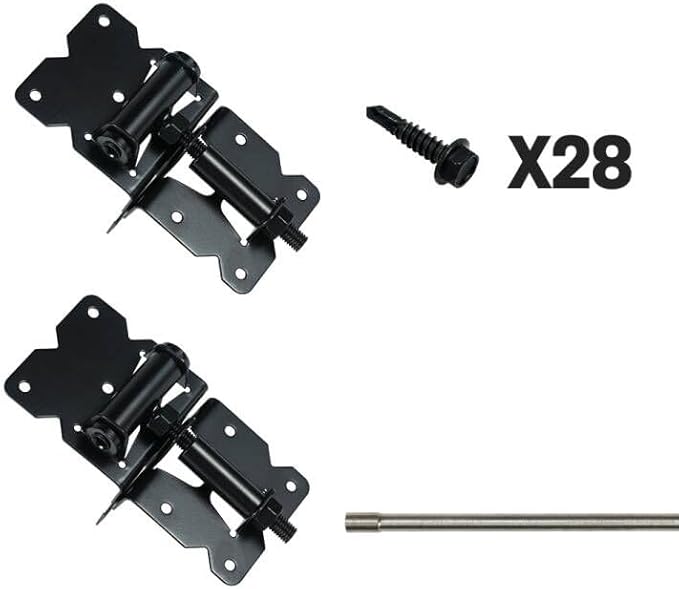 skysen Stainless Steel Self Closing Vinyl Fence Single Gate Hinge and Latch Hardware Kit -2 Hinges and 1 Latch (Single Gate Kit)