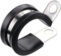 LOKMAN 12 Pack 1 Inch Stainless Steel Cable Clamp, Rubber Cushioned Metal Insulated Clamp, Tube Holder for Tube, Pipe or Wire Cord Installation