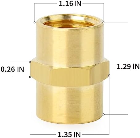 ChillWaves Brass Pipe Fitting, Hex Coupling 3/4" NPT Female x 3/4" NPT Female Thread Adapter(6-PACK)