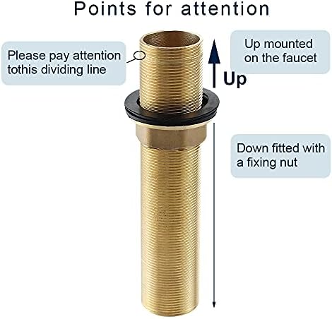 Faucet Fittings Nipple Locknut Kit Extension Threaded Pipe Longer Mounting Shank Single Hole 5.9inch length