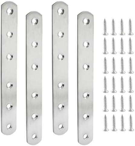 4 Pack 6 Inch Stainless Steel Flat Plate Straight Bracket