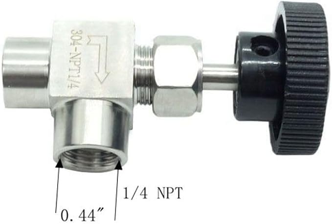 1 Piece Stainless Steel 304 Instrument Gas Angle Needle Valve 1/4" NPT Female x 1/4 NPT Female