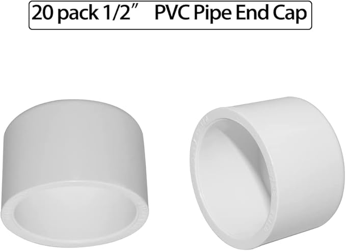 20PCS 3/4" PVC Cap Pipe End Plug Socket Adapter Fittings Slip Schedule(SCH) 40 for DIY Garden Shelf Home Industrial