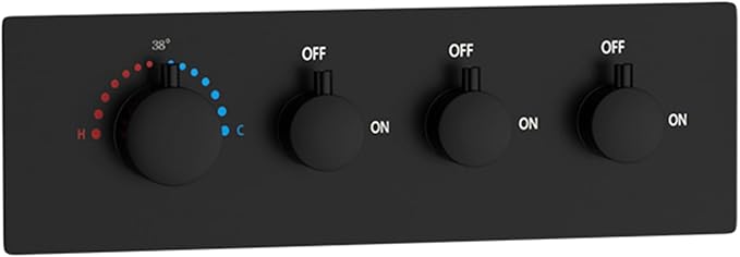 Matte Black Thermostatic Shower Valve, Concealed Mount, Pressure Balancing Brass Shower Mixing Valve, Can Water Flow Control