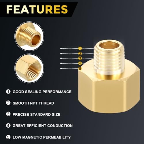 METALLIXITY 2PCS 1/2" FNPT x 1/4" MNPT Thread Brass Hex Extension Adapters