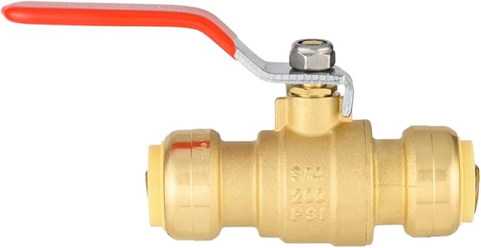 (Pack of 2) EFIELD 3/4 Inch Push-Fit Full Port Ball Valve with Drain, Disconnect Clip Tool, UPC Certified,(PF-VALVE069-2PCS)