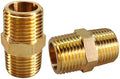 2PCS Hex Brass Nipple 3/8"NPT Male X 3/8" NPT Male Pipe Fitting 3/8 inch Brass Pipe Nipples Male Pipes Adapter Fittings Heavy Equal Nipples Connectors