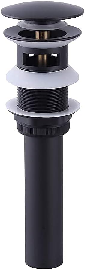 Bathroom Sink Drain with Overflow Vessel Sink Stopper Pop Up Drain Assembly Matt Black D500031B
