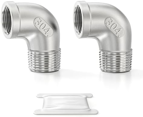 TAISHER 2PCS 304 Stainless Steel 90 Degree elbow,1/2 Inch NPT Male Pipe to 1/2 Inch NPT Female 304 Stainless Pipe Fitting