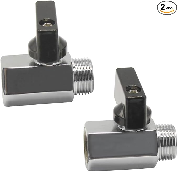 1/4" NPT Male x 1/4" NPT Female Valve Brass Chrome Plating Shut-Off Ball Valve for Water Fuel Air (Pack of 2)