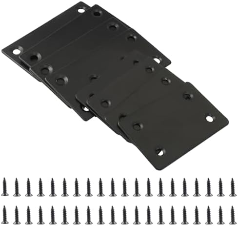 Bonsicoky 8 Pcs Flat Straight Brace Brackets, Black, 3.15"x1.5" + 2.4"x1.5"