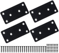 4 Pcs Flat Mending Plate, 1.5''x3.1'' Black Stainless Steel Metal Flat Straight Brace Bracket, Fixing Brace Joining Plates for Furniture, Wood, Shelves, Cabinet with 2 Different Lengths of Screws
