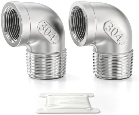 TAISHER 2PCS 304 Stainless Steel 90 Degree elbow,1-1/2" NPT Male Pipe to 1-1/2" NPT Female 304 Stainless Steel Pipe Fitting