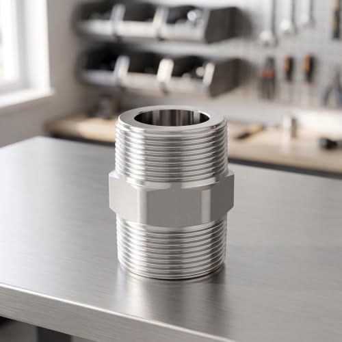 TAISHER 1pcs Hex Nipple 304 Stainless Steel NPT 1-1/4"NPT Male Pipe Fitting