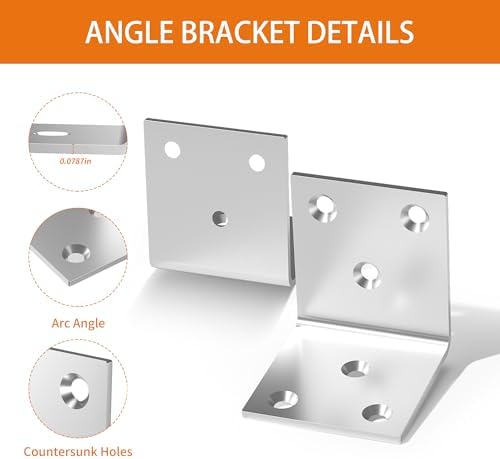 20Pcs Stainless Steel Angle Bracket 2In Heavy Duty Corner Brackets for Wood