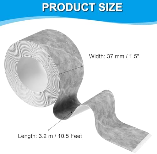 PATIKIL Caulk Tape 1.5" x 10.5 Ft, Self Adhesive Sealing Tape Waterproof Toilet Tub Caulk Sealant Strip Sealing Trim for Kitchen Bathroom Toilet Bathtub Sink Countertop, Dark Grey