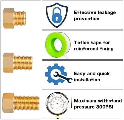 Brass Pipe Fitting, 1/2-Inch Female to 1/2-Inch Male Pipe Nipple Extension Connector, Hex Bushing Adapter Set (Length 30/40/50/70/100MM)