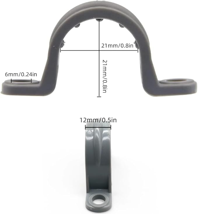 12-Pack 1/2" PVC Pipe Mounting Straps - Plastic Conduit Clamps for Electrical Cables & Plumbing Pipes (2-Hole Design)