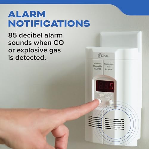 Kidde Carbon Monoxide Detector, Propane, Natural, Methane, & Explosive Gas Alarm, Plug-in Wall with 9-Volt Battery Backup, Digital LED Display