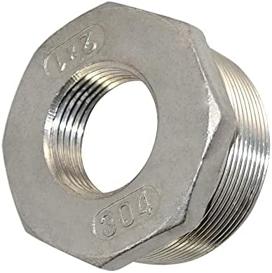 1/4" Male NPT to 1/8" Female NPT Female Reducing/Reducer Bushing Pipe Fitting,Adapter,Stainless Steel SS 304 Hex Bushing (2" Male to 1" Female)