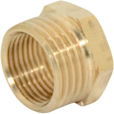 2pcs 1/2" NPT Male To 3/8" NPT Female Brass Reducer Thread Hex Bushing Brass Threaded Pipe Fitting,Hex Reducing Convert Adapter Pipe Fitting (1/2"*3/8")