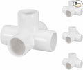 8 Pack 1" SCH40 PVC Elbow Pipe Fitting, 5-Way PVC Elbow Corner Side Outlet Cross Fitting, Furniture Grade Pipe Connectors for DIY Creative Project, Pond Protection, Socket x Socket
