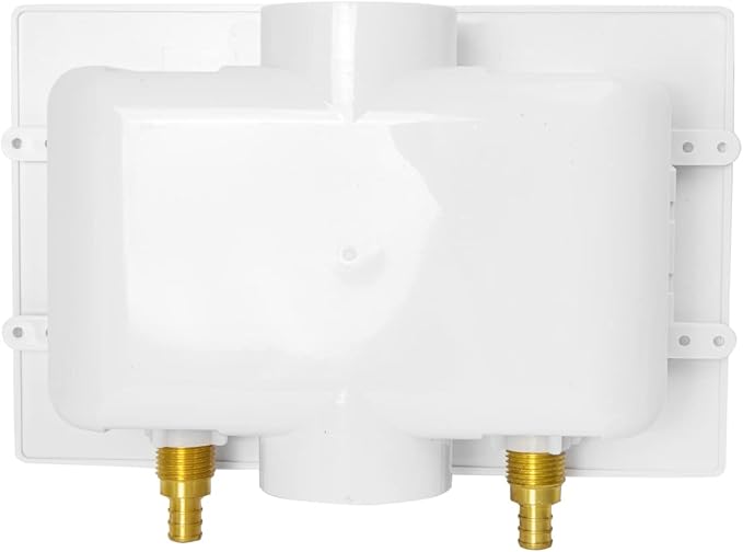 EFIELD Premium Washing Machine (Laundry) Outlet Box, 1/2-inch Pex Crimp Connection, Center Drain With Stainless Steel Water Hammer Arrestor,(WM028)
