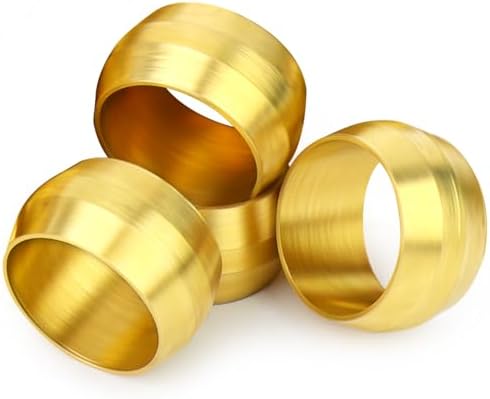 GASHER 100PCS Brass Compression Fitting, Brass Compression Sleeve Ferrules 5/16" Tube OD