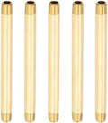 PATIKIL 1/4" x 1/4" NPT Male Brass Pipe Fitting Long Nipple, 5Pcs 6" Long Straight Pipe Fitting Connector Extender for Fuel, Air, Water, Oil, Gas System Connection, 1200PSI